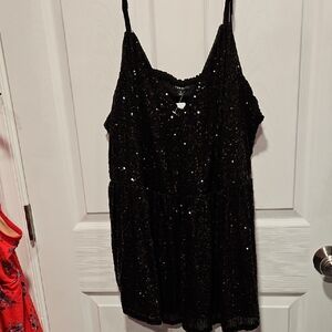 Torrid Black Sequin Camisole Top